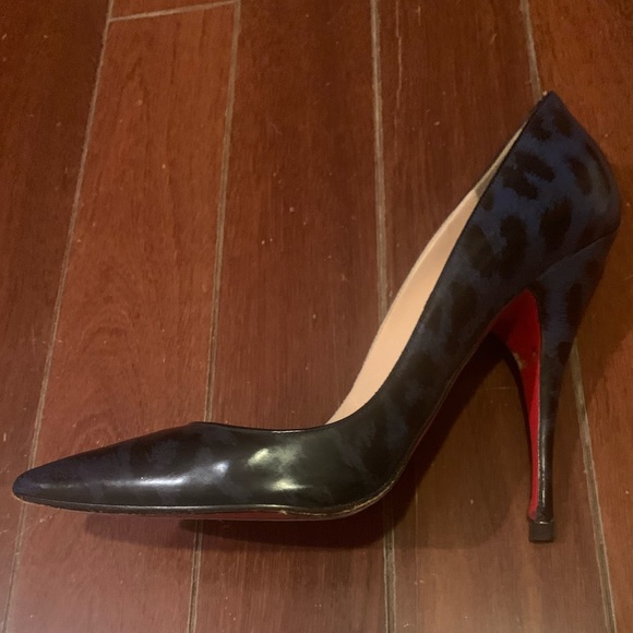 Christian Louboutin Black Blue Patent Leather Animal Print Pigalle 120 Size 37 - Picture 7 of 7